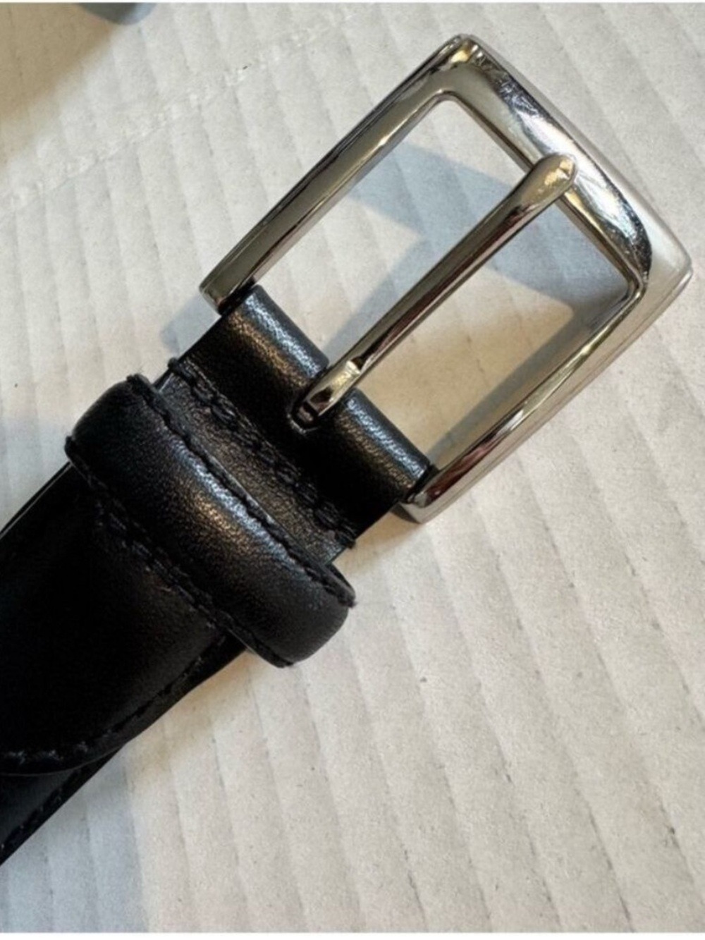 Ralph Lauren Black and Silver Leather Belt Classic Design Vintage size 38